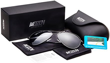 MOZON Mirrored Aviator Polarized Sunglasses for Mens &amp; Womens UV-400 Black