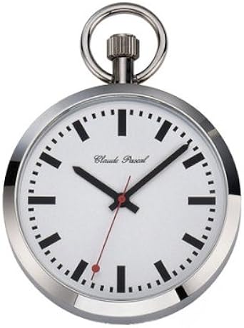 Gotham Taschenuhr Edelstahl Mechanisch - Bahn-Stil Design 49mm - Mit Panzerkette & Wasserdicht