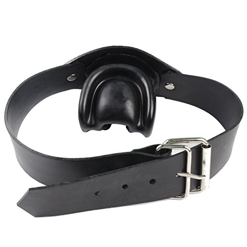 EXLATEX Latex Mask with Bite Gags Belt Bondage with Red Mouth Lip Facing Tongue (Black)