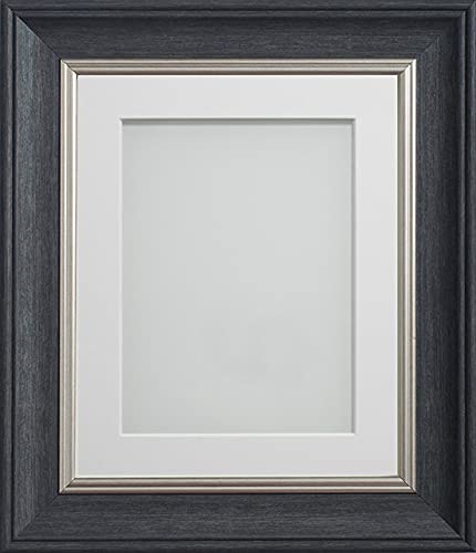 Frame Company Drummond Range Charcoal 10x8 inch Picture Photo Frame with White Mount for Image 8x6 inch * Choice of Sizes* Fitted with Real Glass — image 1