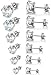 Besteel 20 Pairs Stainless Steel Black Stud Earrings for Men Women Cool CZ Earring Set Ear Jewelry 3-6mm (F:6 Pairs Round)