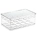 mDesign Plastic Stackable Divided Storage Organizer with Lid for Tea Bags and Coffee Pods in Kitchen Cabinet, Countertop, Ligne Collection, Includes 1 Tea Organizer and 1 Coffee Pod Organizer, Clear