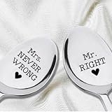 Mr Right Mrs Never Wrong-Engraved Spoon-Wedding Gift -Anniversary Gift-Cutlery Pair Of Spoons -Wedding Keepsake-Memento-Bride To Be