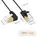 Cat7 Ultra Slim Ethernet Cable Right Angle, Cablecreation SSTP Shielded Network Patch RJ45 8P8C Cable Cat 7(Category 7), 3m（10FT）, Black