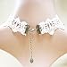 Charm.L Grace Red Rose Flower White Lace Gothic Lolita Beads Pendant Necklace