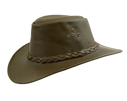 Kakadu Traders Lederhut Murray in braun mit geschwungener Krempe und geflochtenem Hutband | Herren Damen Größe | 2.Wahl – Bild 6