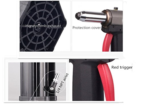 Air Rivet Gun, Pop Rivet Gun with Rivet Gun Kits Less Vibration Much Quieter Over 2000 pounds Pulling Power