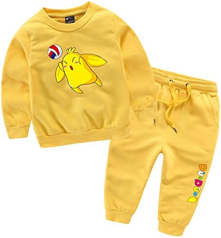 Criol Toddler Grils Boys'Pokemon Pikachu Shirts Outfits Sweatshirts Clothing Pants Set (5T, Yellow)