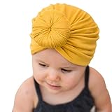 Voberry Kids Baby Bohemian Head Wrap Cap Cute Cotton Turban Knot Hat (Yellow 1)