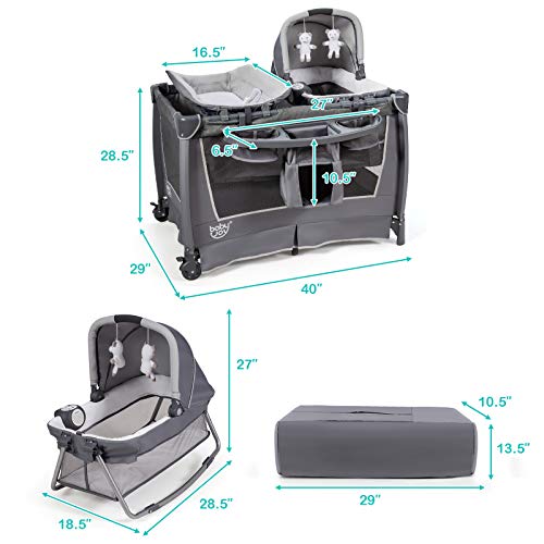 HONEY JOY Pack and Play with 4in1 Baby Playard with