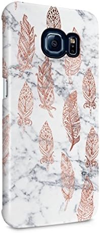 Rose Gold Indie Feathers On White Marble Hard Plastic Phone Case for Samsung Galaxy S6 Edge Plus