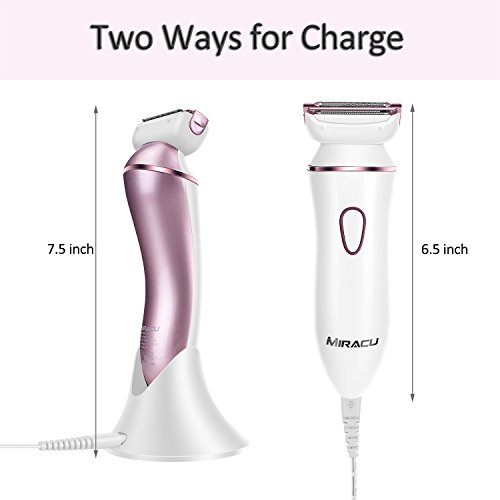 Miracu Women's Bikini Trimmer Electric Shaver Waterproof Rechargeable Cordless Ladies Electric Razor & Facial Cleansing Spin Brush for Exfoliating Skin Care, Wet & Dry Use - Thumbnail 5