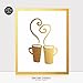 Hot Mugs Gold Foil Decor Wall Art Print Christmas Cafe Kitchen Art Metallic Poster 5 inches x 7 inches C26