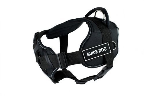 Dean & Tyler Black with Reflective Trim Fun Dog Harness with Padded Chest Piece, Guide Dog, Small, Fits Girth Size 22-Inch to 27-Inch