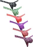 iKingsky Men's Colorful Big Pouch Thong Sexy Low Rise Men Pouch Underwear Pack of 6 (Medium, Color 1)