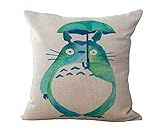 HomeTaste Cute Totoro Decorative Linen Throw Pillow Cover 18x18