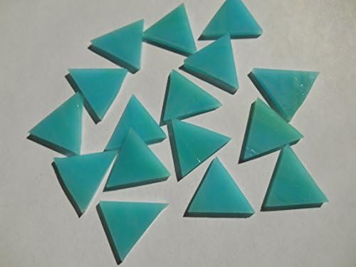FortySevenGems 50 Pieces Teal Stained Glass Mosaic Triangle Tiles 1 Inch