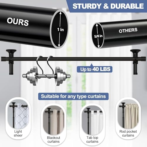 Dsocool Room Divider No Drilling Curtain Rod Wall Divider for Room Separation, 122-305cm(H) 70-290cm(W) Adjustable, Heavy Duty Partition Space Separator Freestanding Tension Curtain Stand, Black