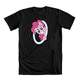 My Little Pony Pinkie Pie Portals Peek A Boo Adult Black T-Shirt (Adult Large)