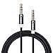 Cone® 6.6Ft Nylon Premium Aux Cable ,Gold Plated Connectors, Auxiliary Audio Cable for Car / home Stereos,Headphones,iphone,Computer,Speaker,MP3 Players ( Black )