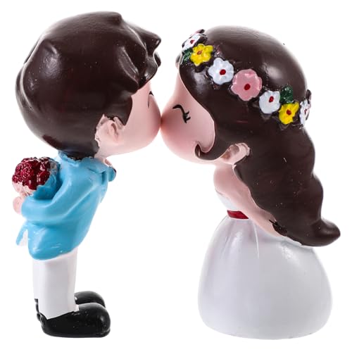 NOLITOY Wedding Cake Topper 1 Pair Bride Groom Figurine, Mini Resin Newlywed Couple Kiss Statue for Wedding Cake Ornament Party Desktop Car Decor(2.75 Inch) at Amazon