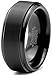 Charming Jewelers Tungsten Wedding Band Ring 8mm Men Women Comfort Fit Black Grey Step Bevel Edge Brushed Polished