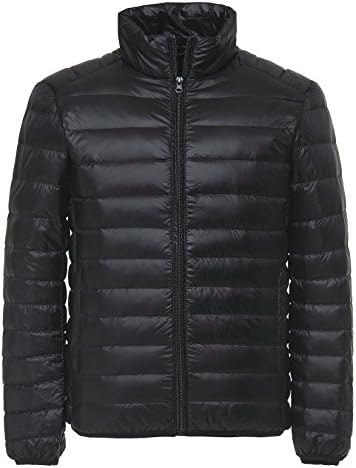 Fasttg Men Ultra Light Packable Down Jacket (XL, Black)