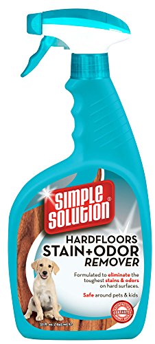 Simple Solution Hard Floor Extreme Pet Stain and Odor Eliminator Spray, Dog and Cat Enzyme Cleaner, Pro-Bacteria Cleaning Power, Strong Urine, Pee and Poop Smell Remover for Hardwood Floors, 32 oz
