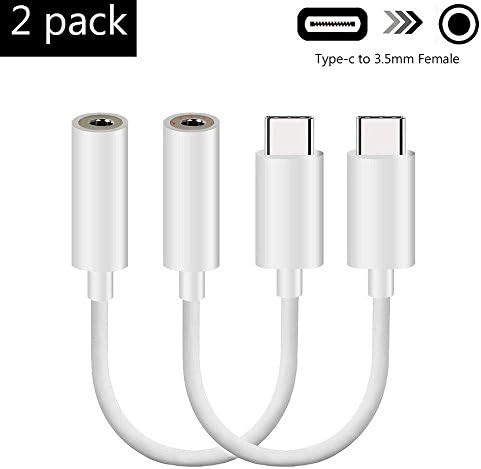USB C to Headphone Adapter, USB Type C to 3.5mm Female Aux Audio Adapter Microphone Connector Cable for Macbook pro 2016, Huawei P20 Pro, Moto Z, Xiaomi 8, Le Pro 3 and more. (White)