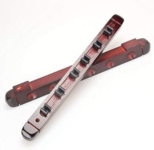 NEWSHOT Billiard Pool Sticks Holder - Snooker Cue Rack 6 Cue Solid Wood Rack Holder with Clips