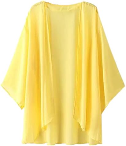 Foreverlove Women's Solid Light Loose Chiffon Sheer Kimono Cardigan Blouses