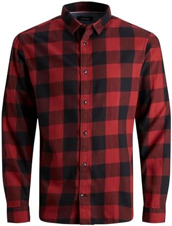 Herren Hemd Jjegingham Twill Shirt L/S Noos, Rot (Brick Red/Slim Fit), M