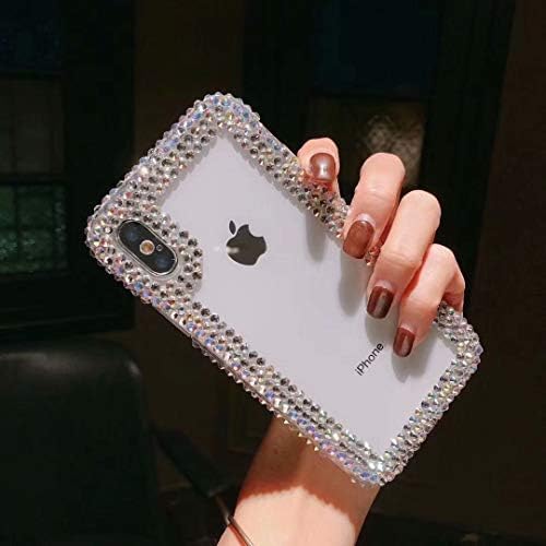 Cfrau Plastic PC Case with Black Stylus for Samsung Galaxy S10 Plus,Luxury 3D Handmade Diamond Glitter Sparkle Shiny Crystal Rhinestone Clear Protective Case Compatible with Samsung Galaxy S10 Plus