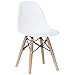 2xhome - Set of Four (4) - White - Kids Size Side Chairs White Seat Natural Wood Wooden Legs Eiffel Childrens Room Chairs No Arm Arms Armless Molded Plastic Seat Dowel Leg