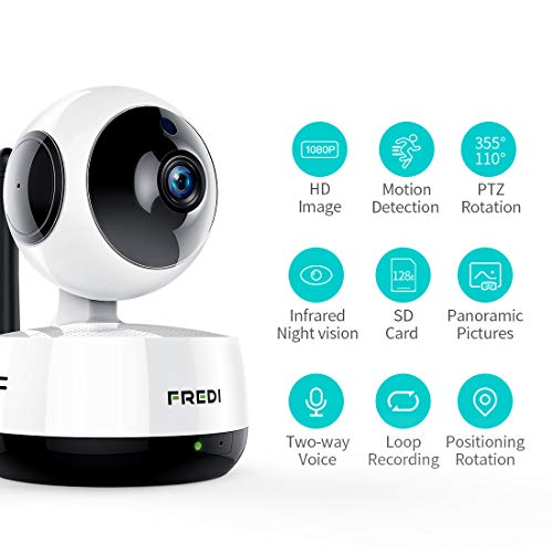 FREDI Wireless Camera Baby Monitor 1080P HD WiFi IP Camera with Two-Way Talking,Infrared Night Vision,Pan Tilt,P2P WPS Ir-Cut Nanny Security Camera Motion Detection