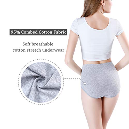 image for wirarpa Women's 2 Pack Cotton Underwear High Waisted Full Coverage Bri