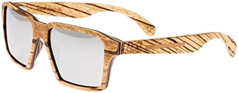 Earth Wood Piha Polarized Wayfarer Sunglasses, Zebrawood//Black, 56 mm 1