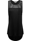 THENEWNEW Womens Long High Low Tank With Mesh Detail