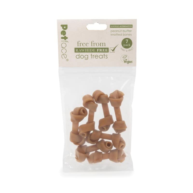 Petface Free From Rawhide Vegan Peanut Butter Knotted Bones - 7 Pack