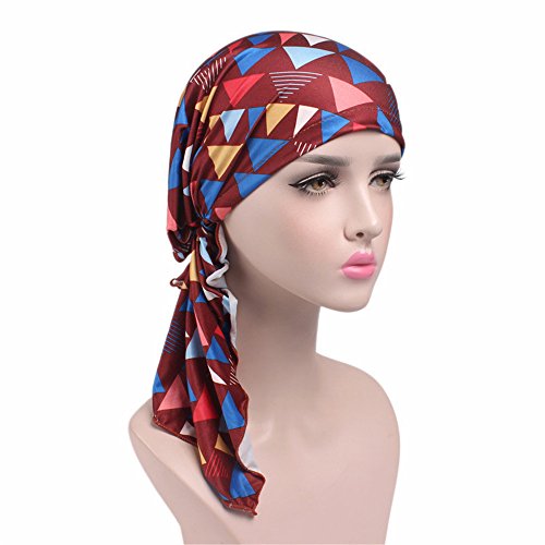 Women Hot Style Printing Turban Cap Chemotherapy Hat 9 Colors Bandana Headscarf Ladies Hair Accessories (4)