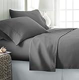 Rajlinen Luxury Egyptian Cotton 650-Thread-Count Sateen Queen Sheet Set Dark Grey Solid