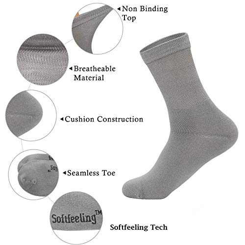 Softfeeling-Women-Men-Ankle-Socks-Long-Dress-Socks-Non-binding-Hiking-Socks-Athletic-Crew-Socks-Seamless-Bamboo-Socks