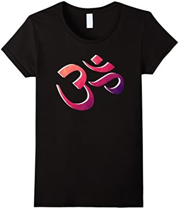 Womens Pink Purple and Orange Om Yoga T-Shirt Peace Spiritual Power Large Black