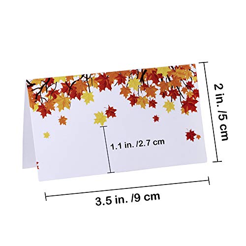 Supla 100 Pcs Fall Wedding Place Cards Escort Cards Maple Leaves Tented Place Cards Guest Table Seating Name Cards Number Cards Buffet Cards 3.5" X 2" for Thanksgiving Autumn Shower Table Setting
