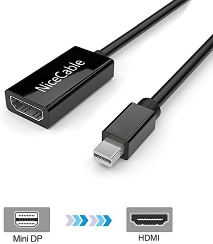 Mini Displayport (Thunderbolt ) to HDMI Adapter Mini DP to HDMI Cable in Black for MacBook, Imac, Microsoft Surface Pro, Projector, Monitor and More in Black (Black1)