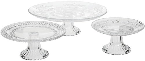 Vintage Embossed Glass Cake Stands Set of 3