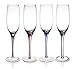 Trinkware Set of 4 Champagne Flutes With Raindrop Stem in Red, Green, Blue And Black - Long Stem Glasses, 9oz, 10-inches Tall – Colored Stem Glasses