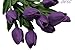 ALIERSA 10-Heads Home Deocr Mini Tulip Real Touch Tulip Artificial Flowers Bouquets (Dark Purple)