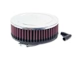K&N RA-066V Universal Clamp-On Air Filter: Round Straight; 2.563 in (65 mm) Flange ID; 2 in (51 mm) Height; 6 in (152 mm) Base; 6 in (152 mm) Top