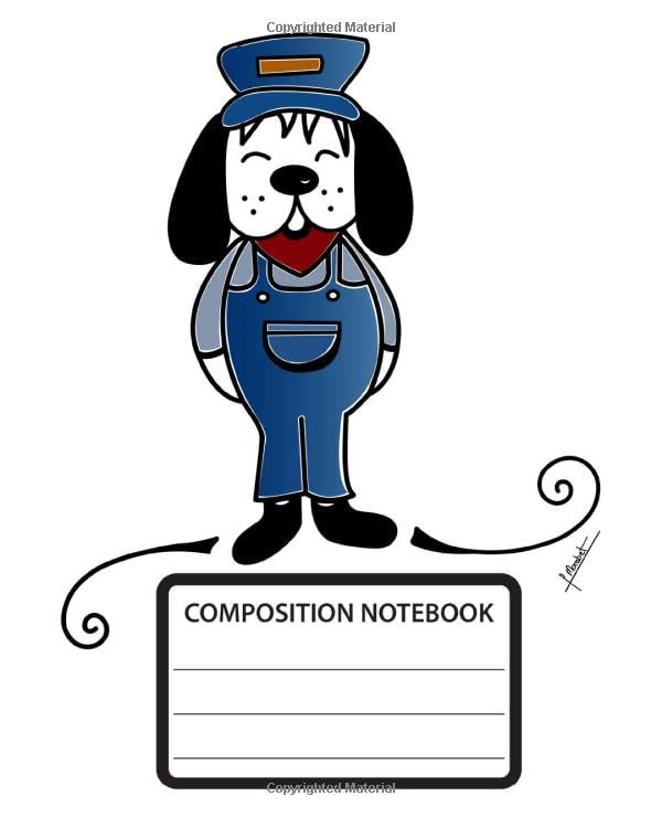 Composition Notebook: Wide Ruled School Composition Notebook. 110 Pages, 7.5"x9.25". White double sided paper. Featuring dog dressed as a train machinist or train conductor.